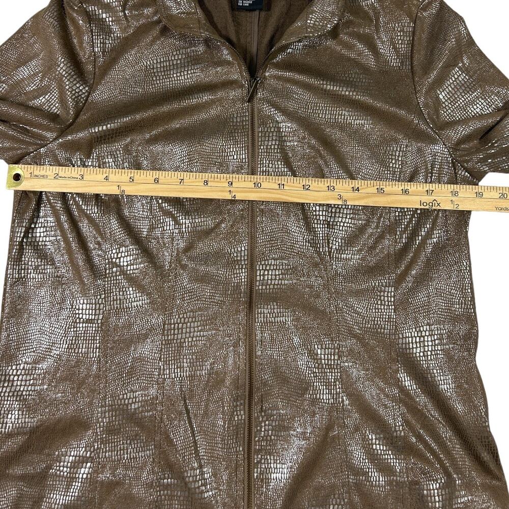 RQT Metallic Embossed Zip Jacket Womens Small Bronze Silver Shiny Faux Snakeskin - Picture 6 of 7